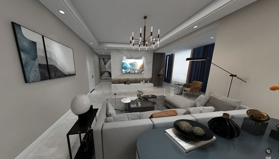 碧水云天套四双卫现代轻奢装修效果图