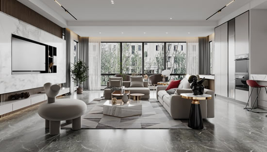 麓府三室两厅现代轻奢装修案例