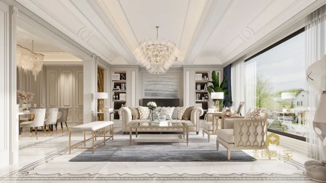 188㎡法式别墅，纯色系+优雅石膏线条，治愈且上头！